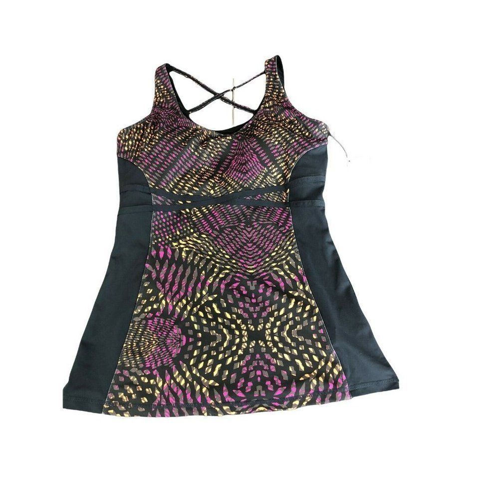NWT fabletics moisture wicking four way stretch multicolored Hawthorne tank sz m